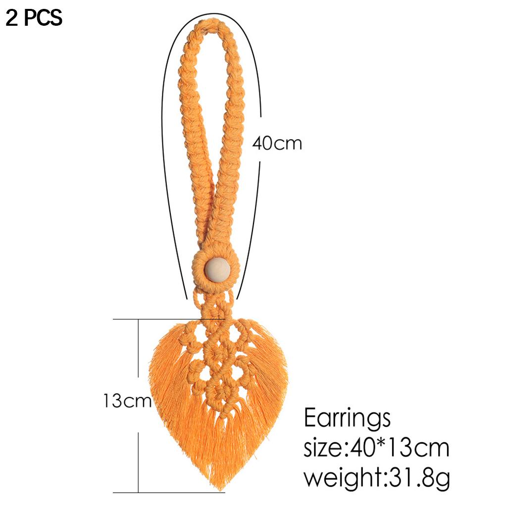 Boho Leaf Curtain Tie Rope Woven Tassel for Home Bedroom Living Room Decor Yellow