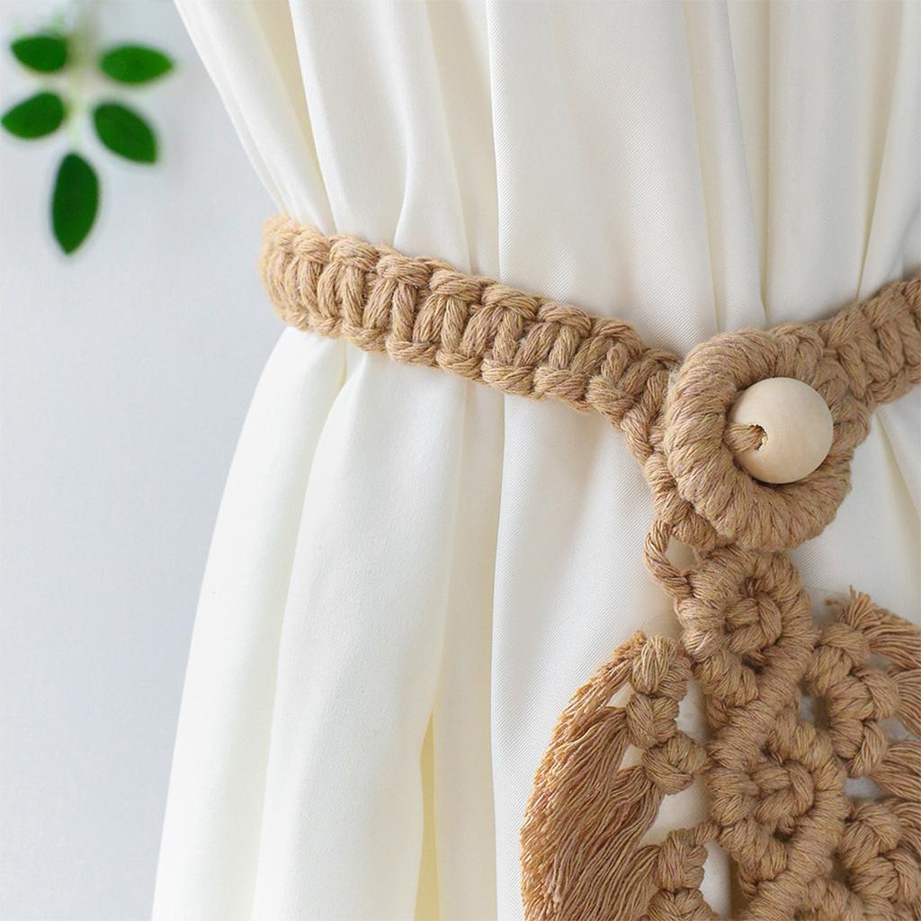 Boho Leaf Curtain Tie Rope Woven Tassel for Home Bedroom Living Room Decor Coffee