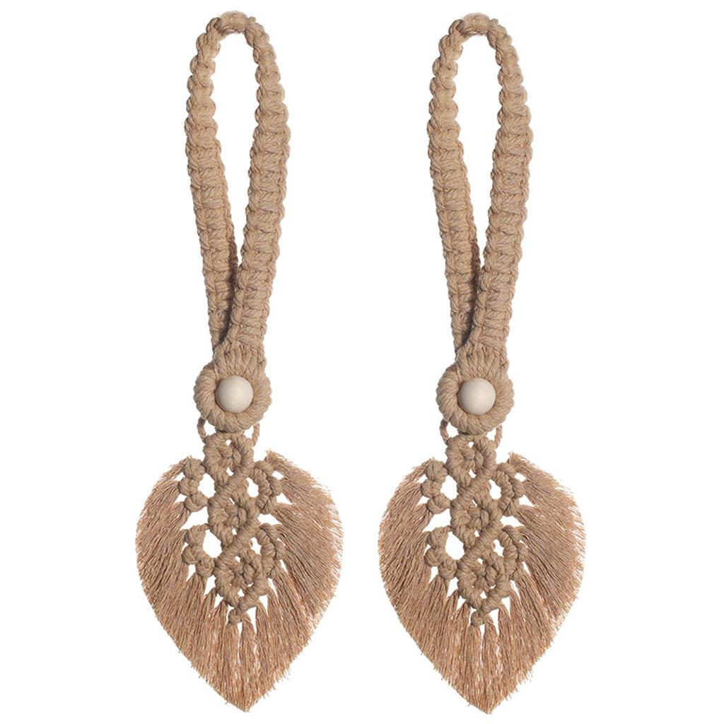 Boho Leaf Curtain Tie Rope Woven Tassel for Home Bedroom Living Room Decor Coffee