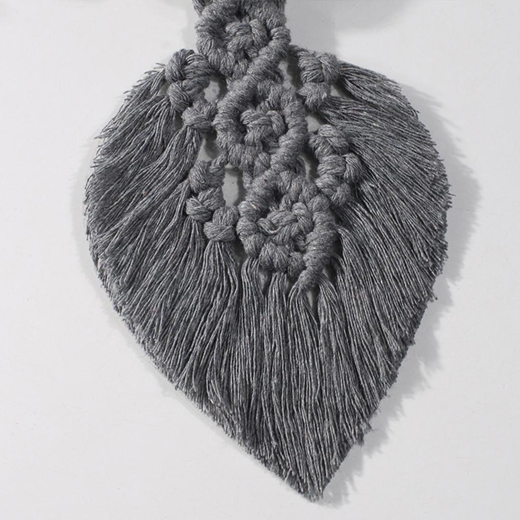 Boho Leaf Curtain Tie Rope Woven Tassel for Home Bedroom Living Room Decor Grey