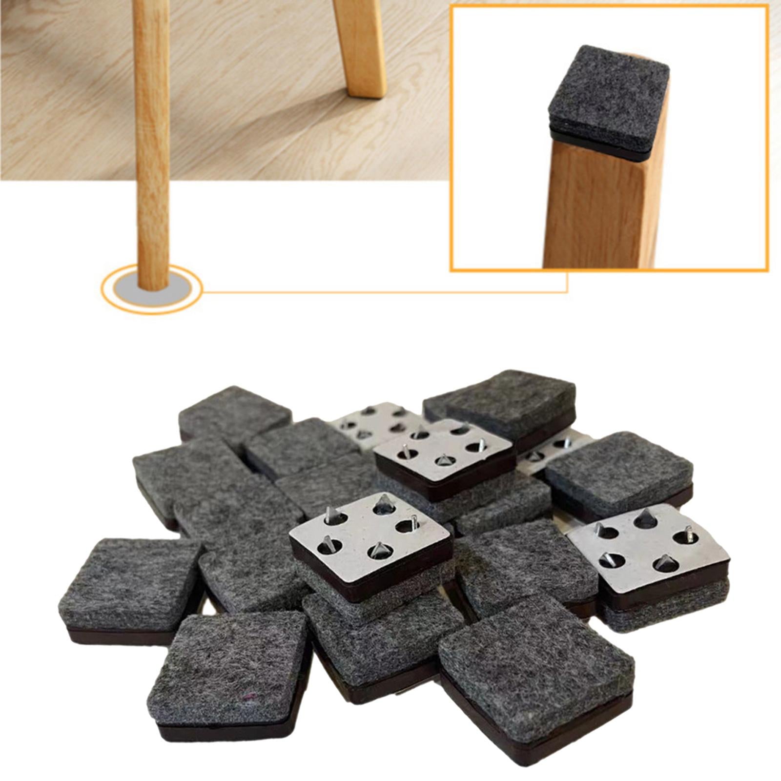 Non-slip Soft Nail-on Felt Floor Protectors Chair Leg Pad 20pcs Slide Guard 25mm Square