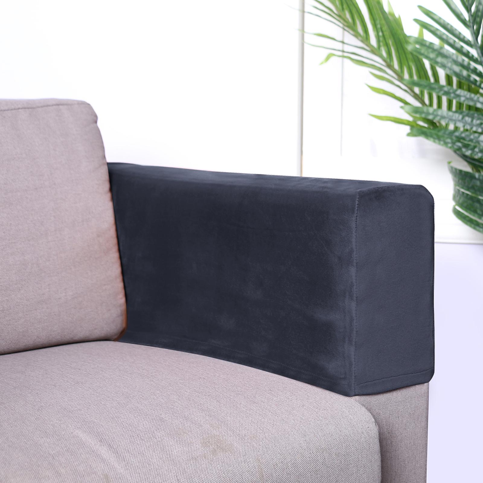 2pcs Sofa Armrest Cover Thickened Stretch Couch Arm Protector Removable Navy