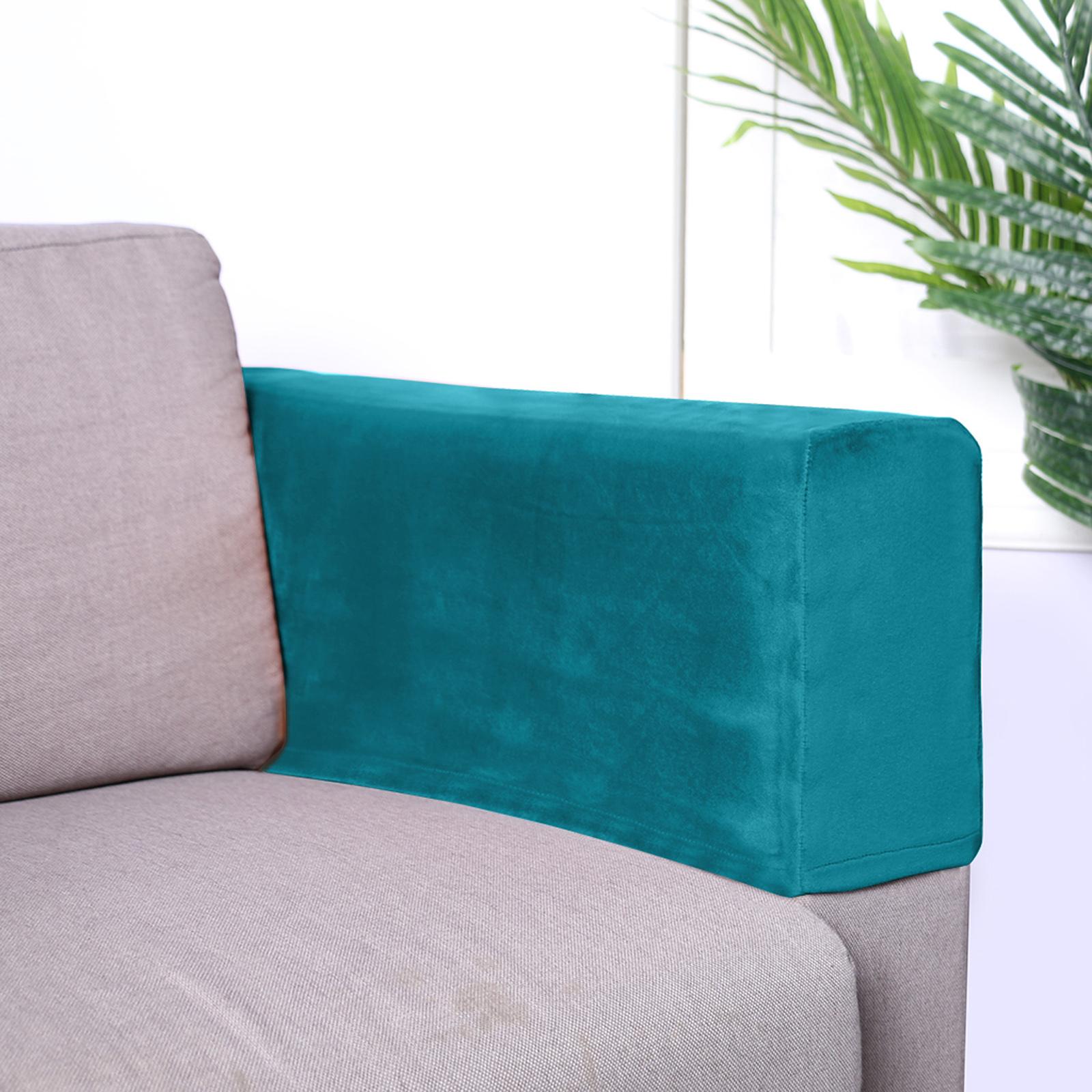 2pcs Sofa Armrest Cover Thickened Stretch Couch Arm Protector Removable Peacock Blue