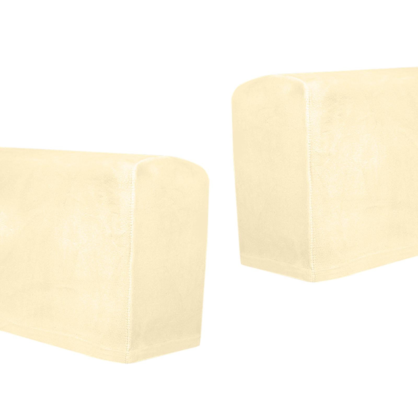 2pcs Sofa Armrest Cover Thickened Stretch Couch Arm Protector Removable Beige