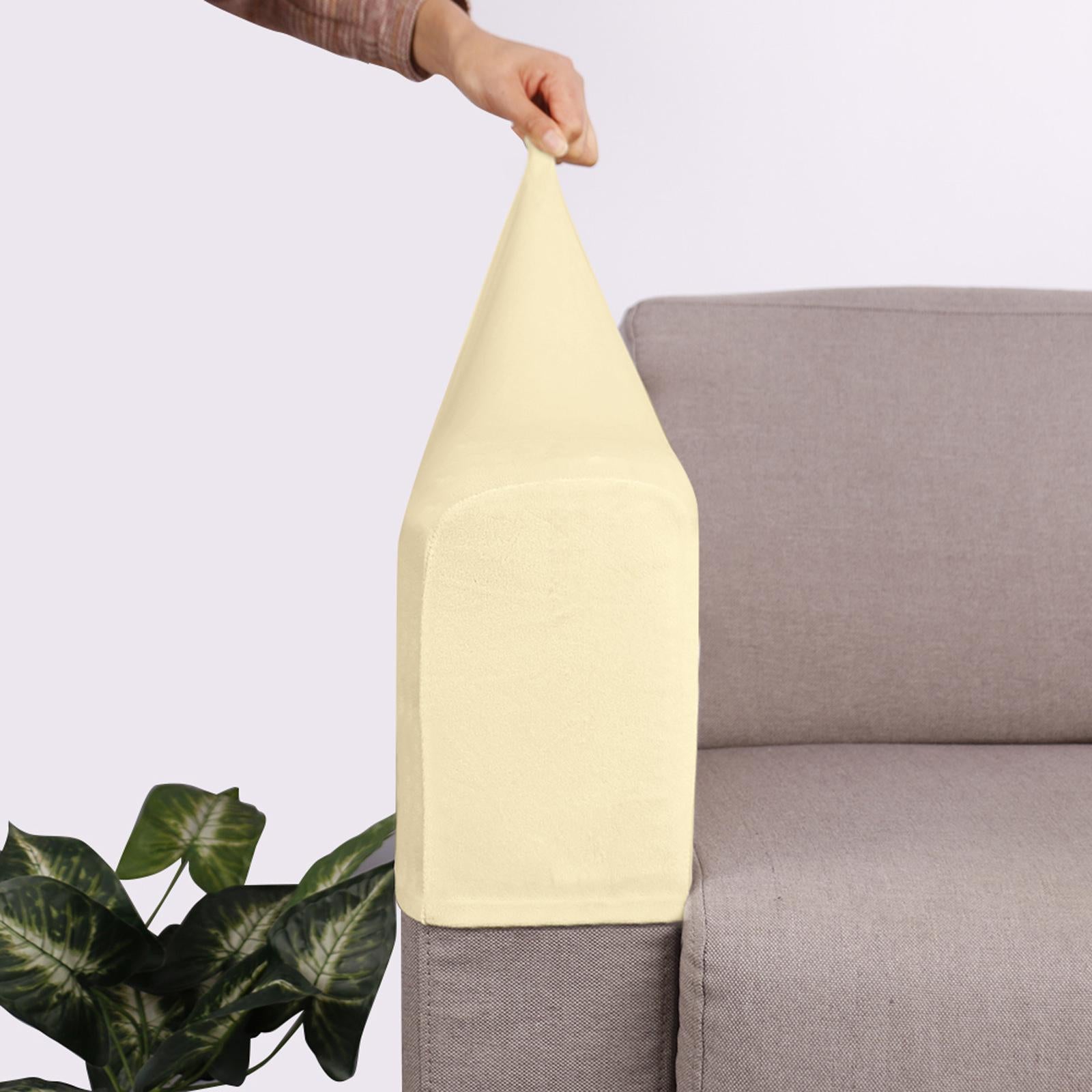 2pcs Sofa Armrest Cover Thickened Stretch Couch Arm Protector Removable Beige