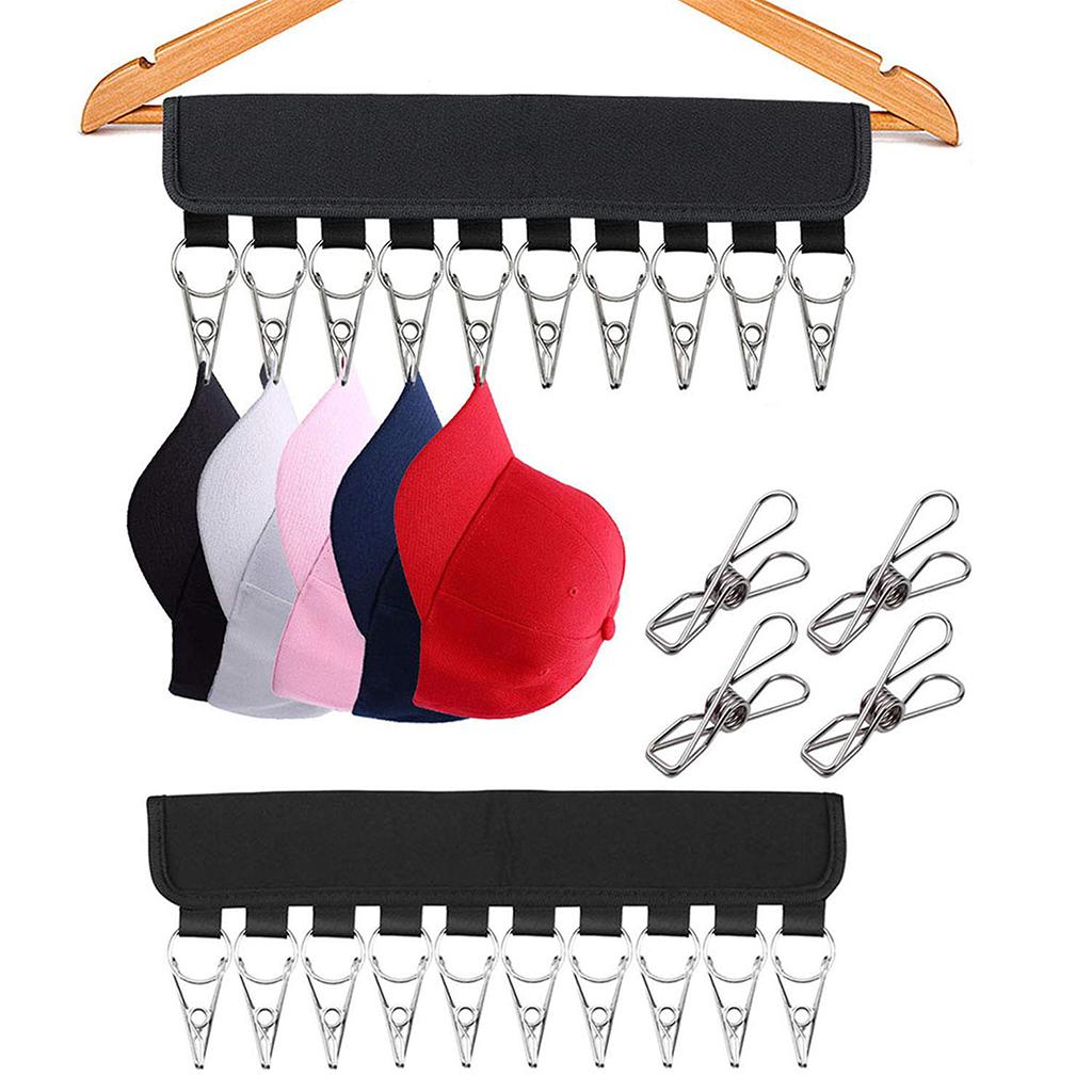 Metal Hat Holder for Hanger Storage Clips Pack of 2 Foldable Storage Tools