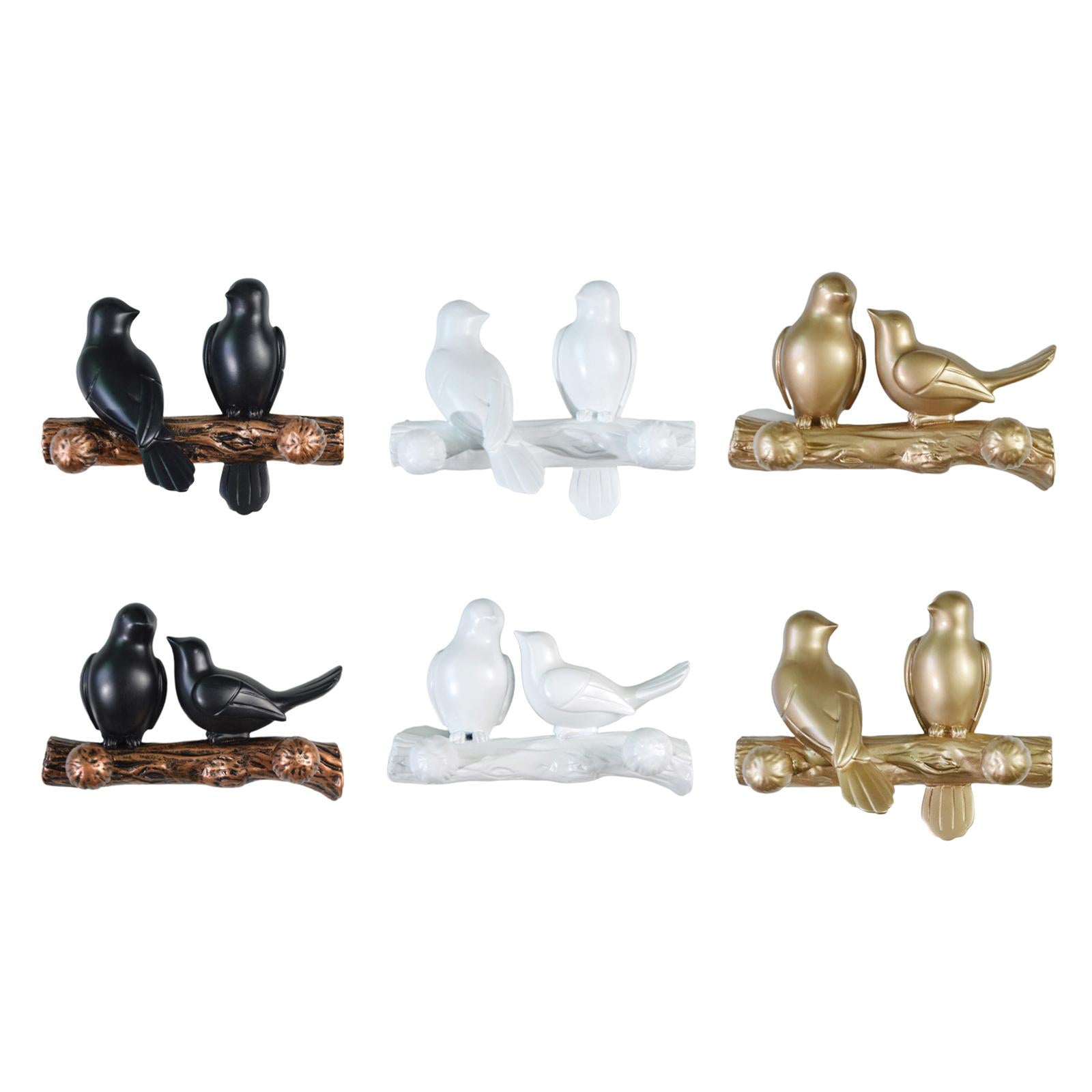 Birds On Tree Branch Hanger Home Decorative Jewelry Bedroom Closet Entryway Snuggling White