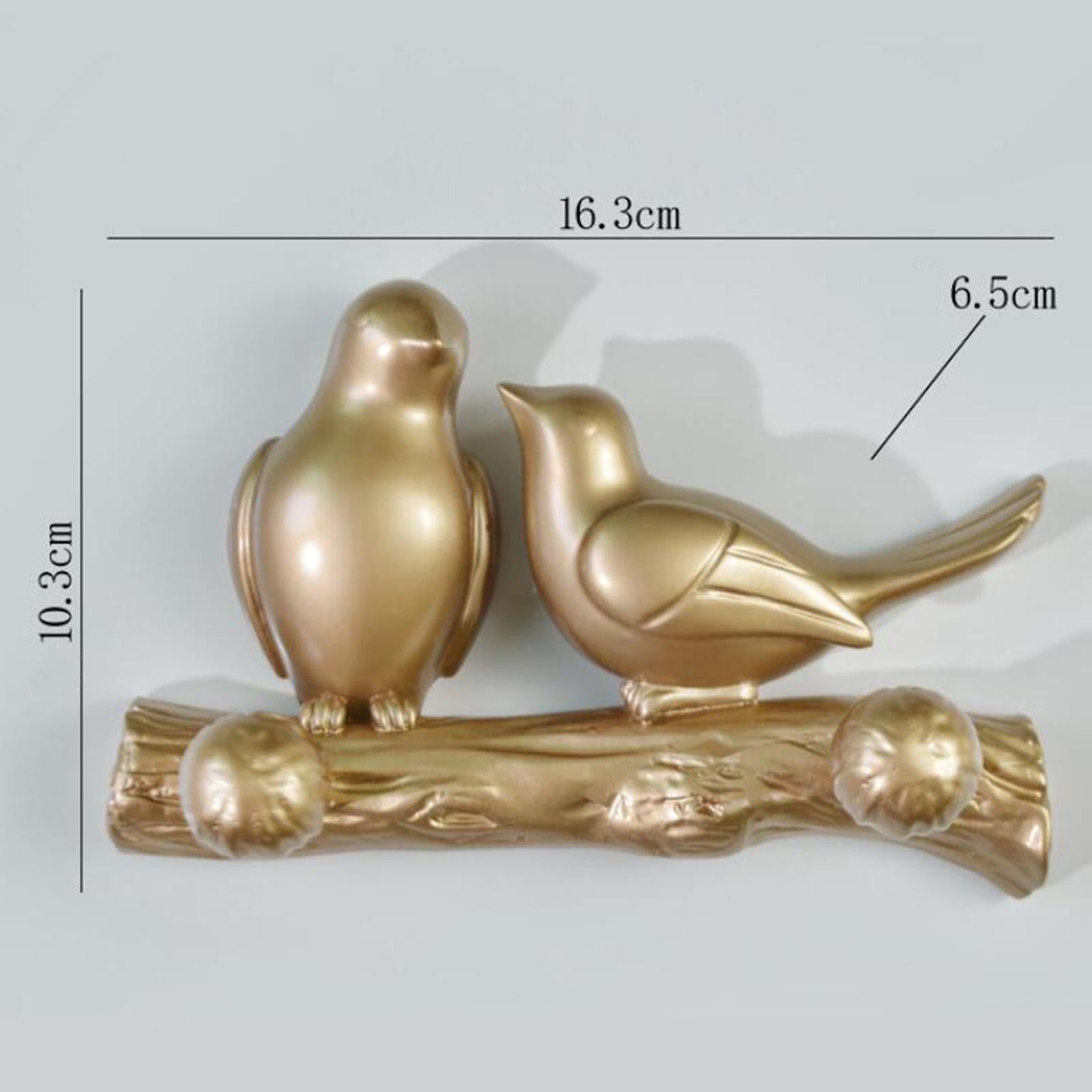 Birds On Tree Branch Hanger Home Decorative Jewelry Bedroom Closet Entryway Snuggling Gold