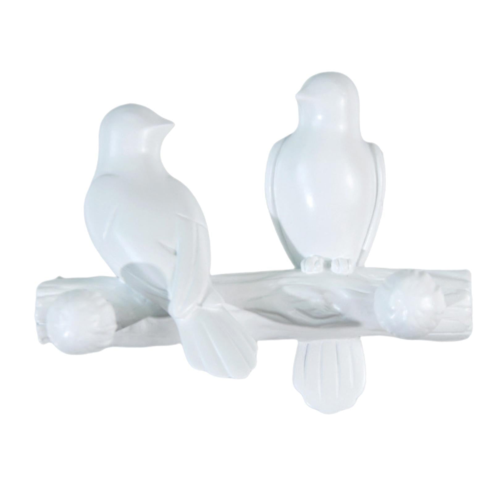 Birds On Tree Branch Hanger Home Decorative Jewelry Bedroom Closet Entryway Staring White