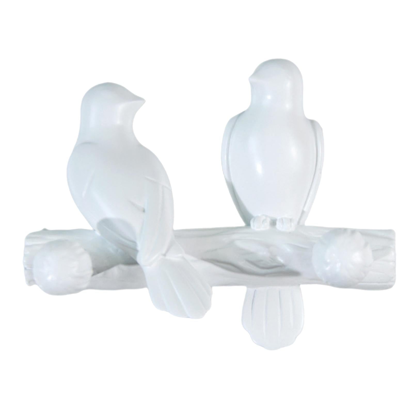 Birds On Tree Branch Hanger Home Decorative Jewelry Bedroom Closet Entryway Staring White