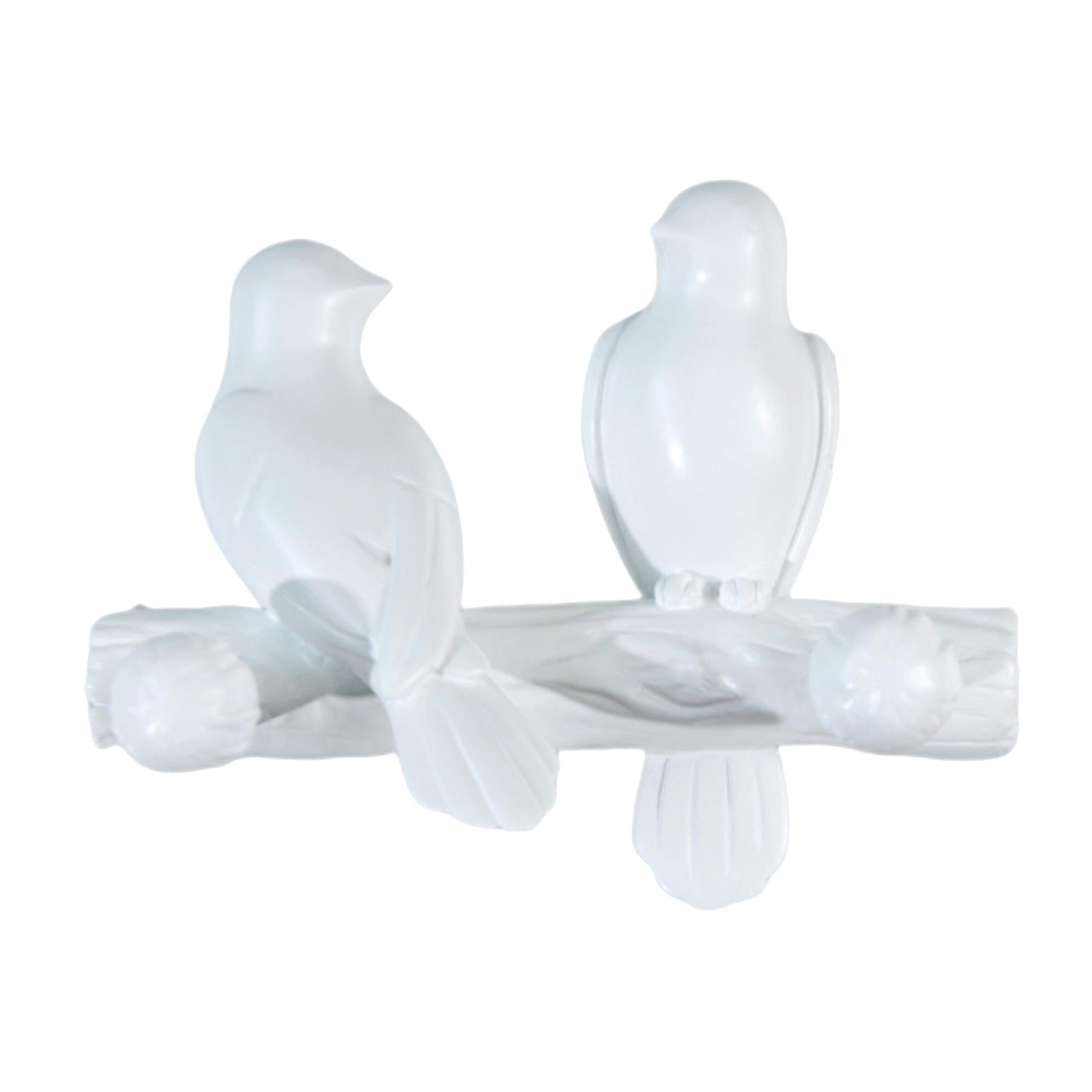 Birds On Tree Branch Hanger Home Decorative Jewelry Bedroom Closet Entryway Staring White