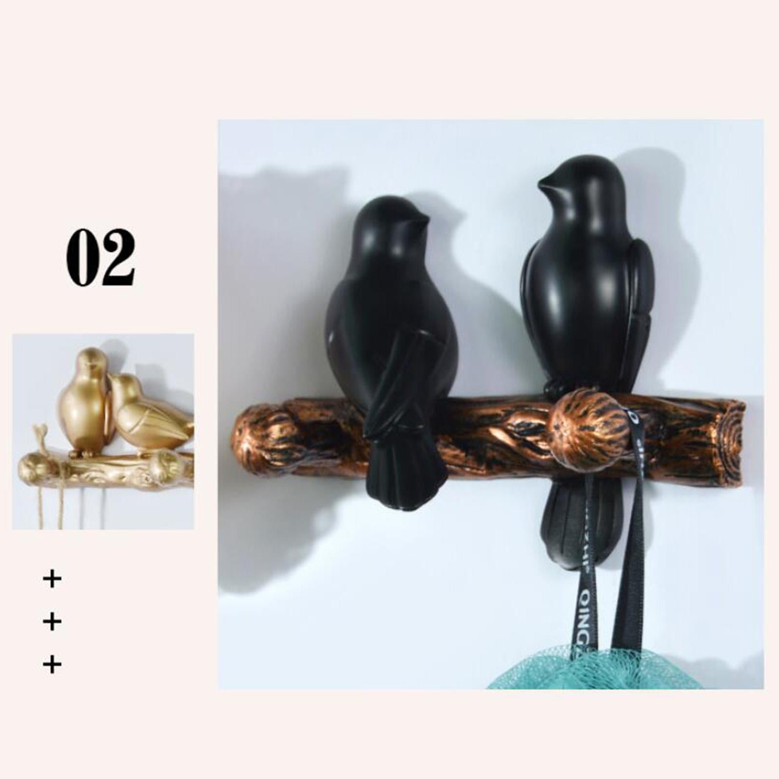 Birds On Tree Branch Hanger Home Decorative Jewelry Bedroom Closet Entryway Staring Metallic
