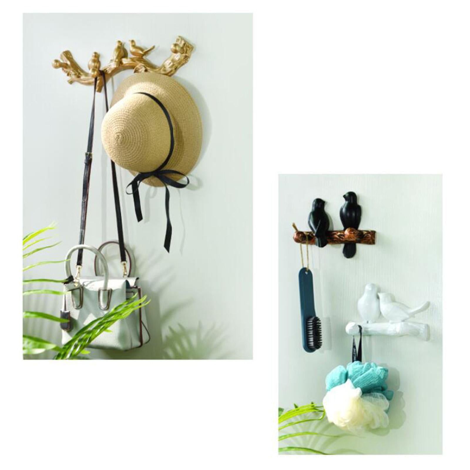 Birds On Tree Branch Hanger Home Decorative Jewelry Bedroom Closet Entryway Staring Metallic