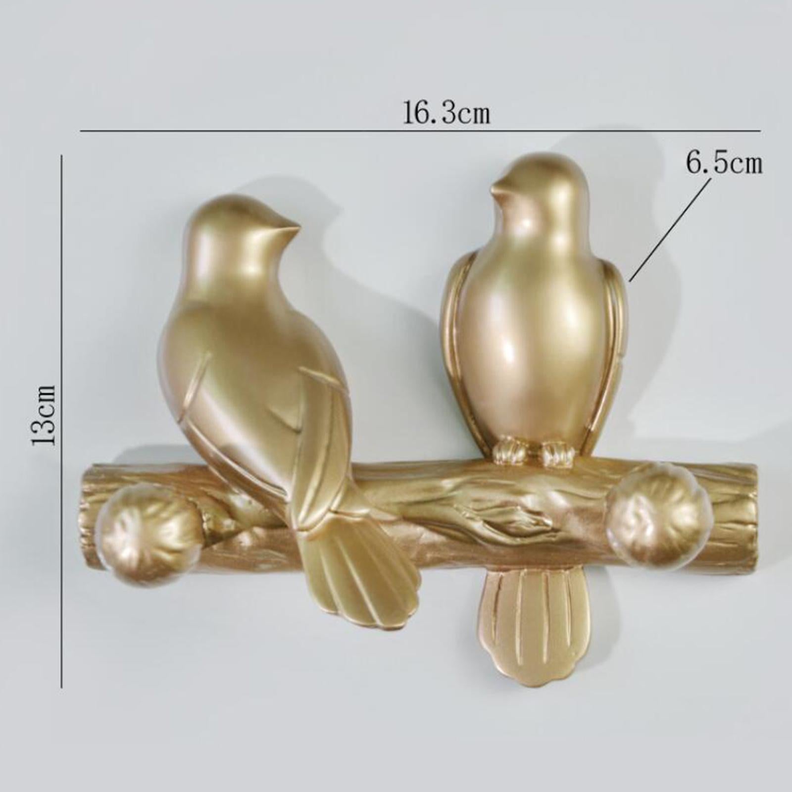 Birds On Tree Branch Hanger Home Decorative Jewelry Bedroom Closet Entryway Staring Gold