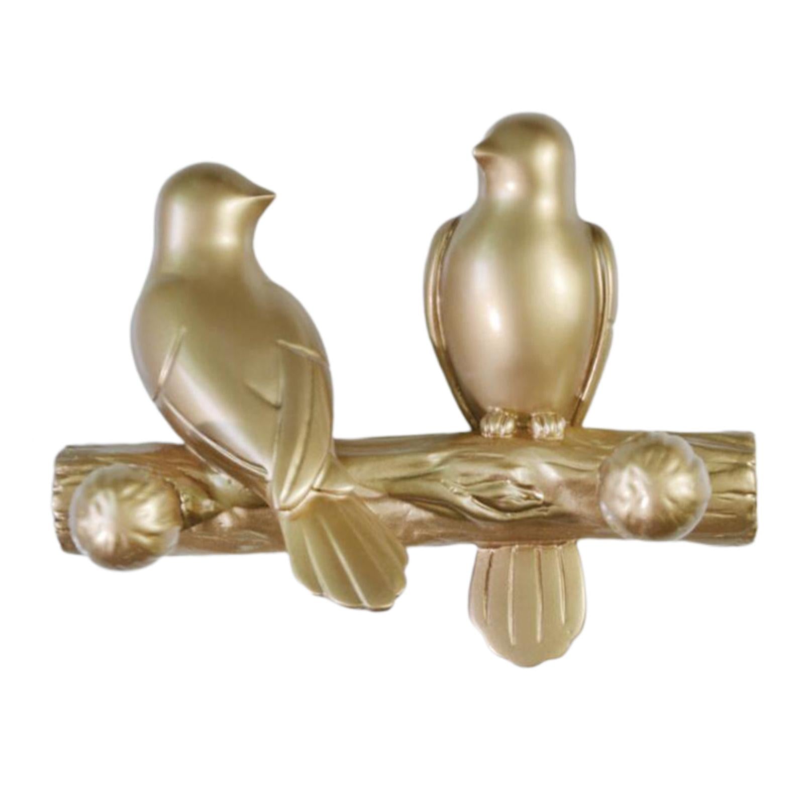 Birds On Tree Branch Hanger Home Decorative Jewelry Bedroom Closet Entryway Staring Gold