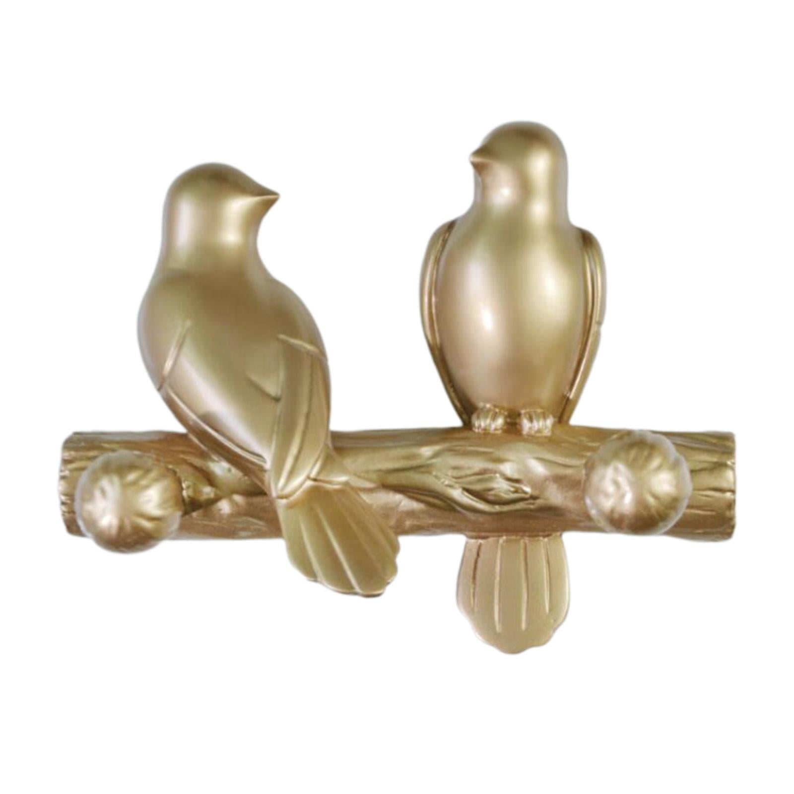 Birds On Tree Branch Hanger Home Decorative Jewelry Bedroom Closet Entryway Staring Gold