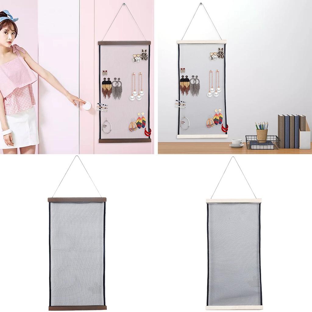 Earring Holder Mesh Display Rack Sunglasses Wooden Wall Decoration for Girl Brown