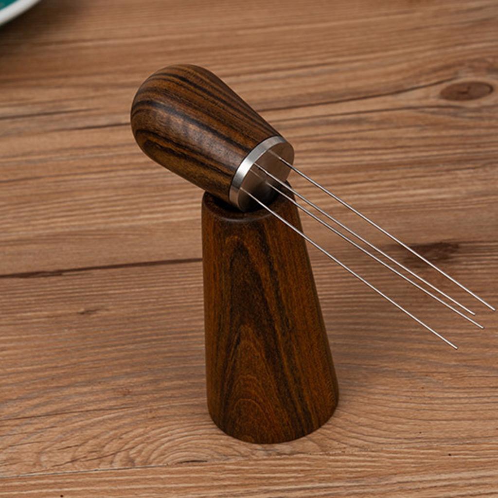 Coffee Loosener 4 Needle Type with Wooden Handle Coffee Stirring Powder