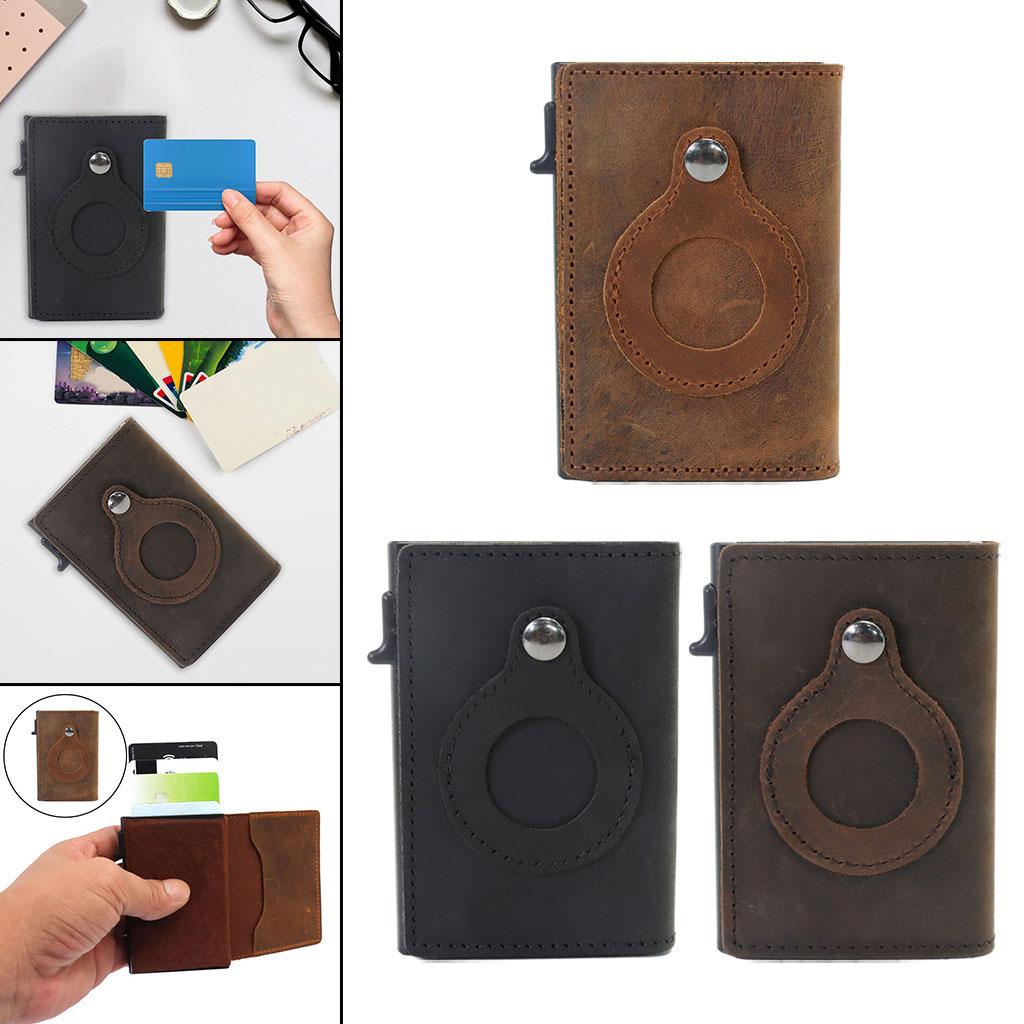 Retro Leather Wallet Slim Anti-Lost Cash Card Multifunctional Pocket Black