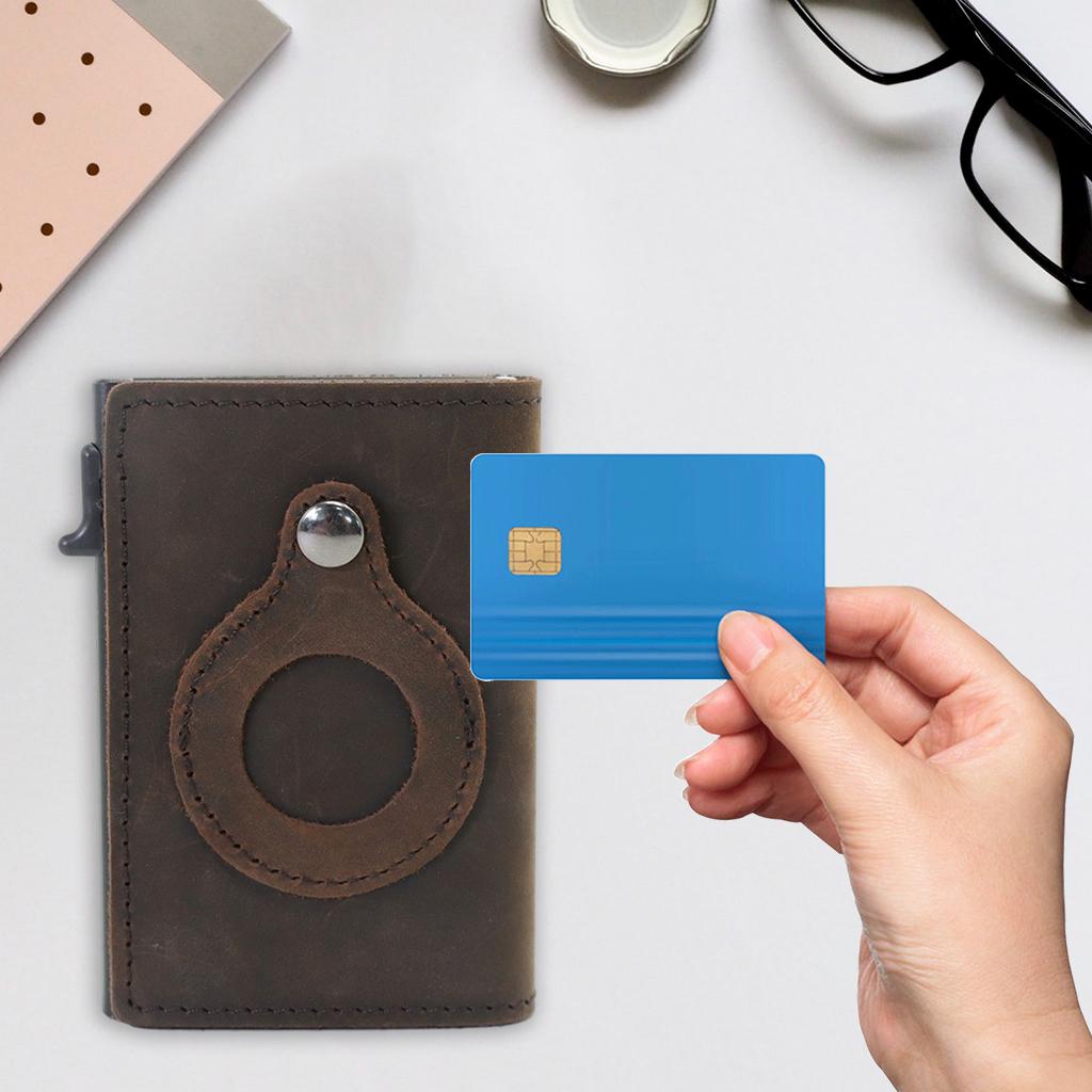 Retro Leather Wallet Slim Anti-Lost Cash Card Multifunctional Pocket Coffee