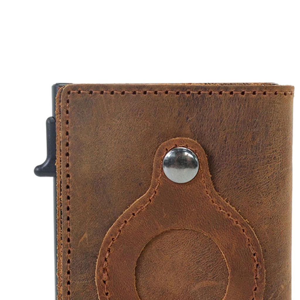Retro Leather Wallet Slim Anti-Lost Cash Card Multifunctional Pocket Brown