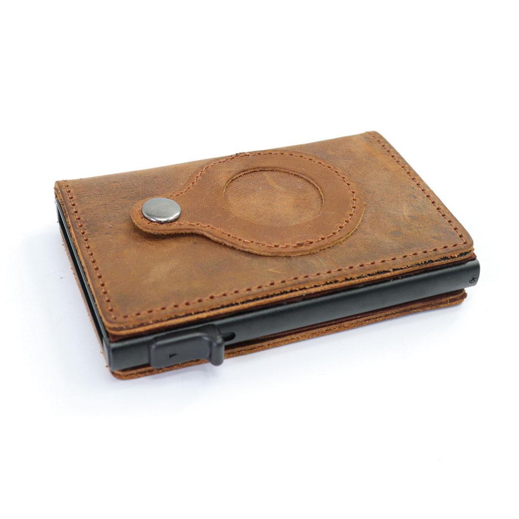 Retro Leather Wallet Slim Anti-Lost Cash Card Multifunctional Pocket Brown