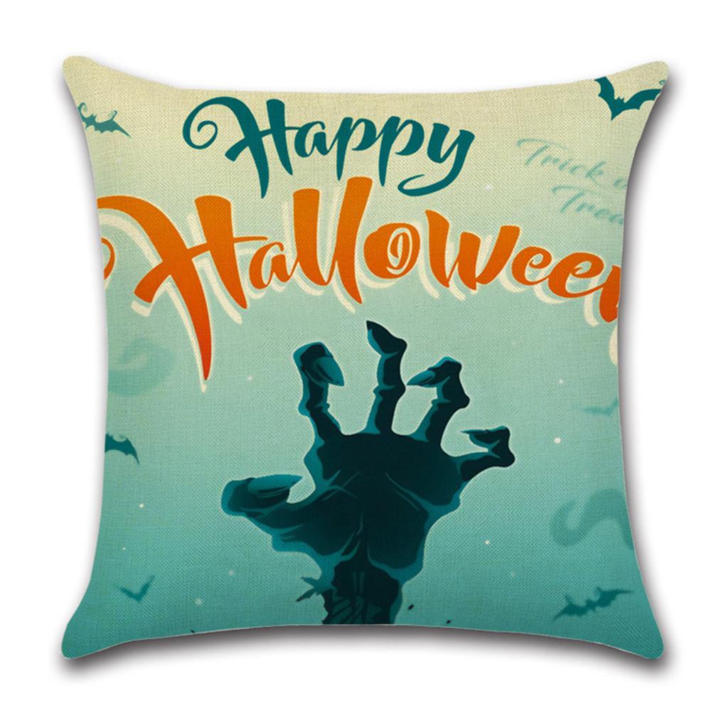 3pcs Soft Linen Pillowcase Halloween Lantern Bedroom Living Room Decor Blue