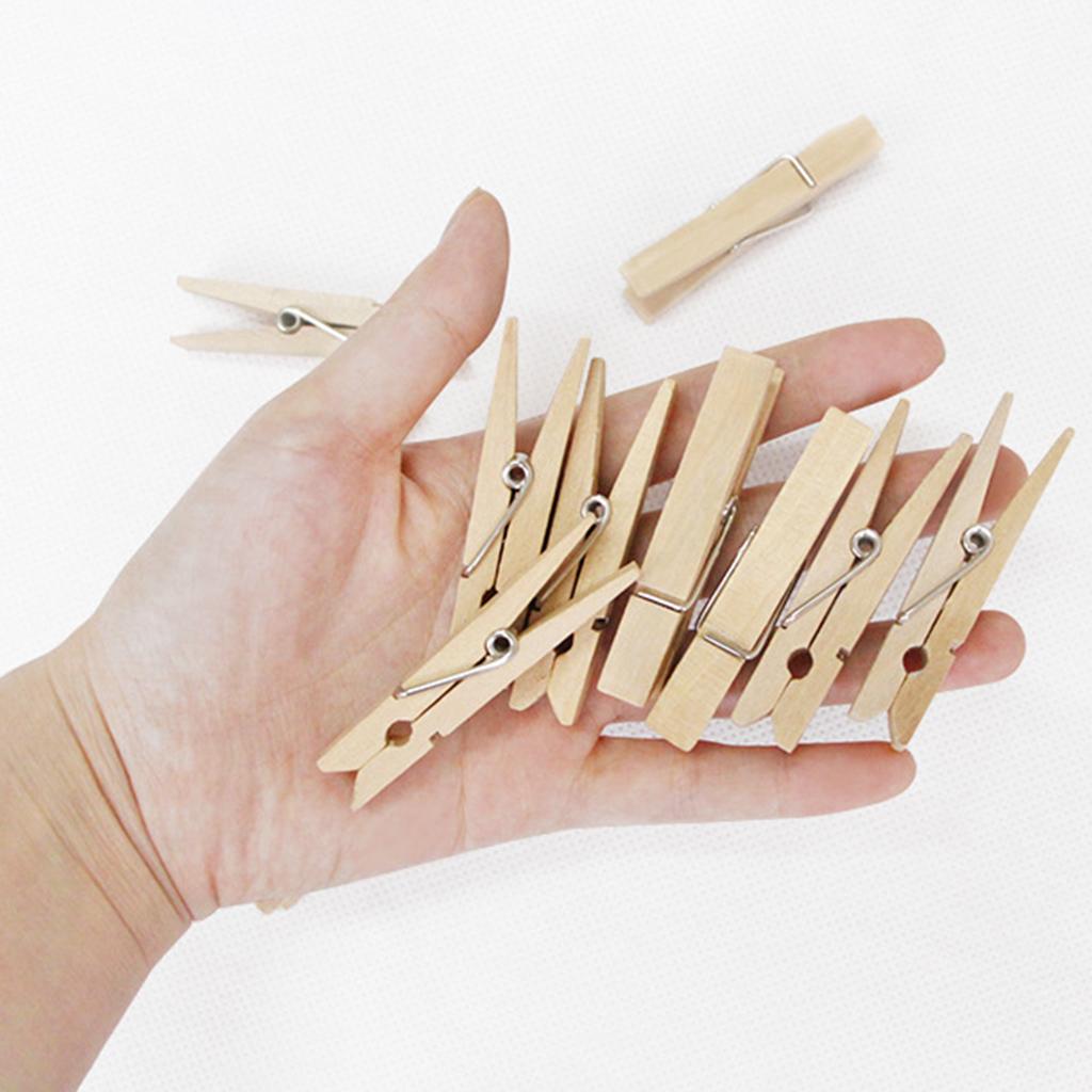100 PCS Mini Wooden Clothes Photo Clip Clothespin Craft Clips Snack Clip