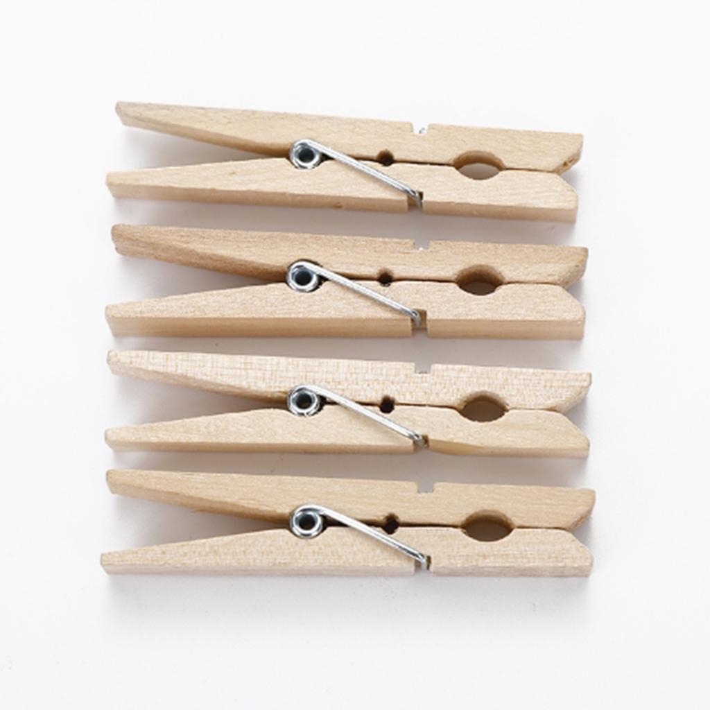 100 PCS Mini Wooden Clothes Photo Clip Clothespin Craft Clips Snack Clip