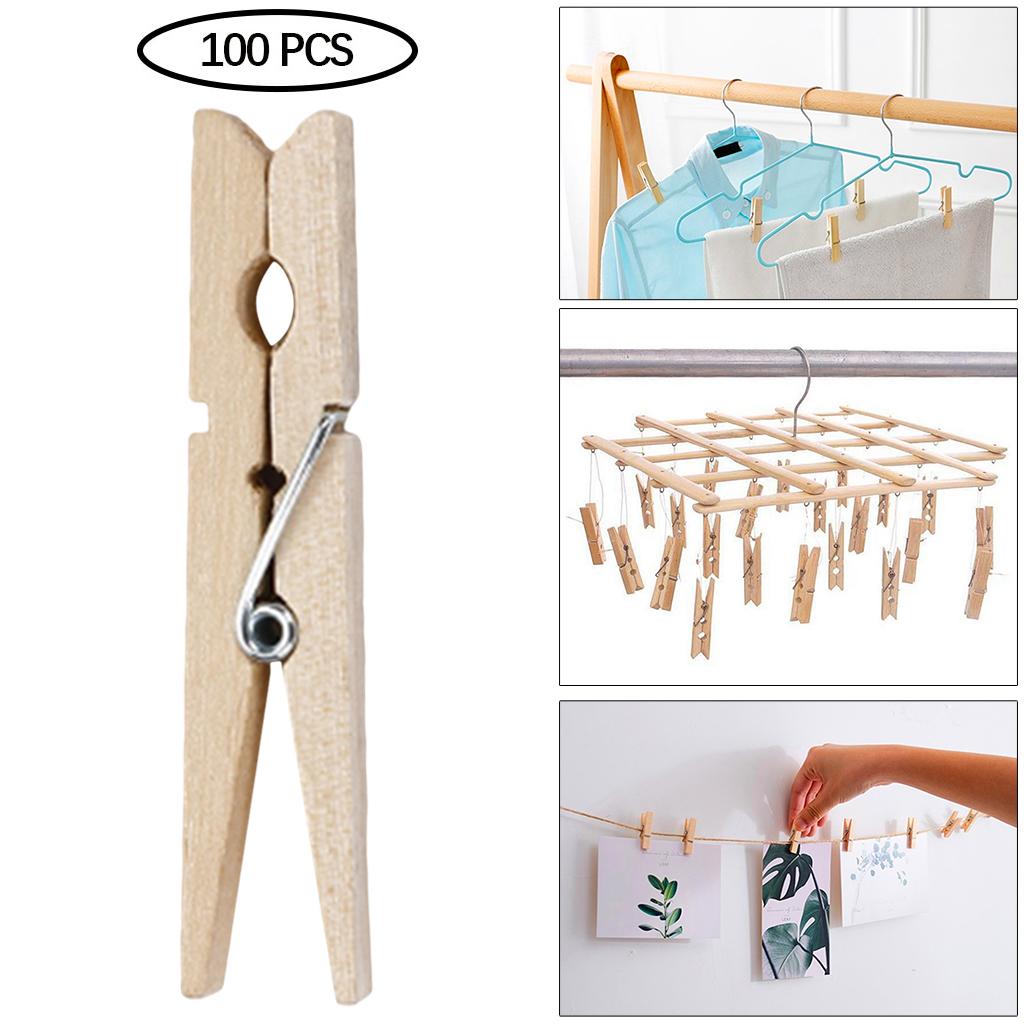 100 PCS Mini Wooden Clothes Photo Clip Clothespin Craft Clips Snack Clip