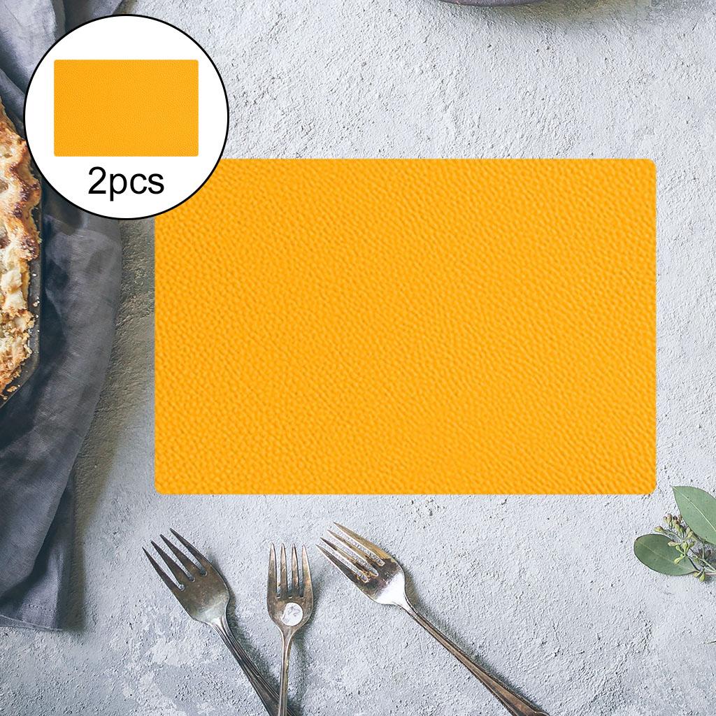 2pcs Placemat Heat Insulation Table Mat Coaster Cup Cushion for Dining Table Yellow