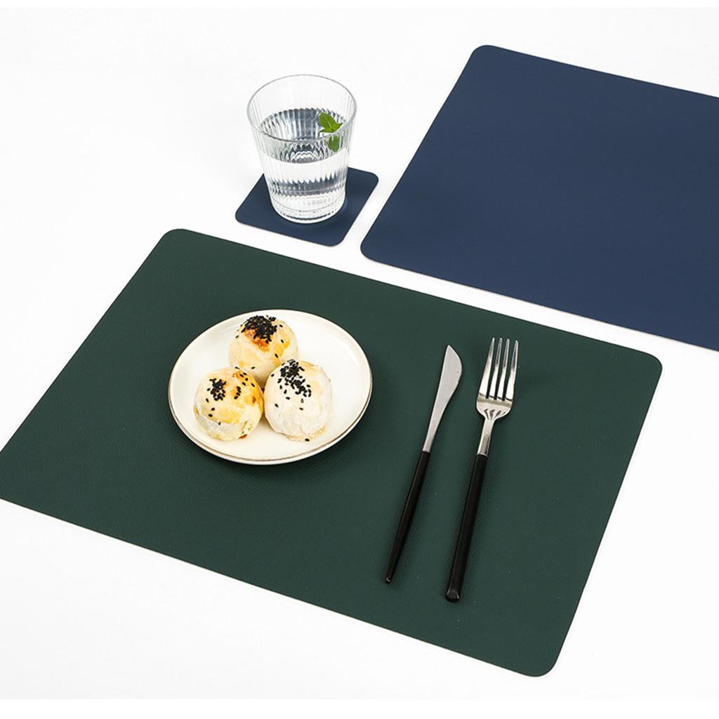 2pcs Placemat Heat Insulation Table Mat Coaster Cup Cushion for Dining Table Dark Blue