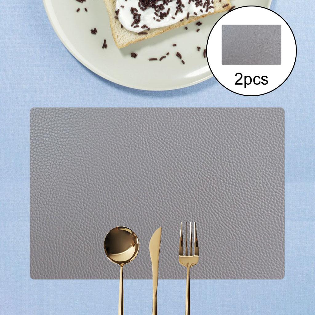 2pcs Placemat Heat Insulation Table Mat Coaster Cup Cushion for Dining Table Gray