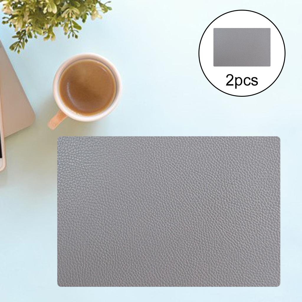 2pcs Placemat Heat Insulation Table Mat Coaster Cup Cushion for Dining Table Gray