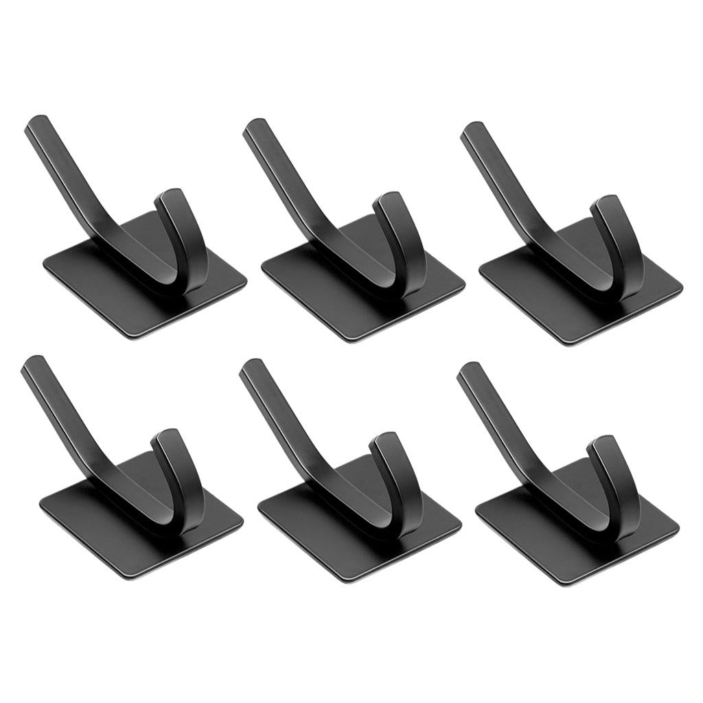 6pcs Hooks Towel Hooks Hanging Hooks for Kitchen Bathroom Home Accessories Black
