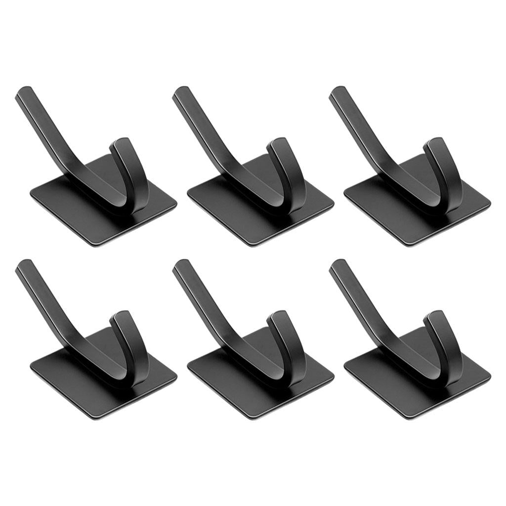 6pcs Hooks Towel Hooks Hanging Hooks for Kitchen Bathroom Home Accessories Black