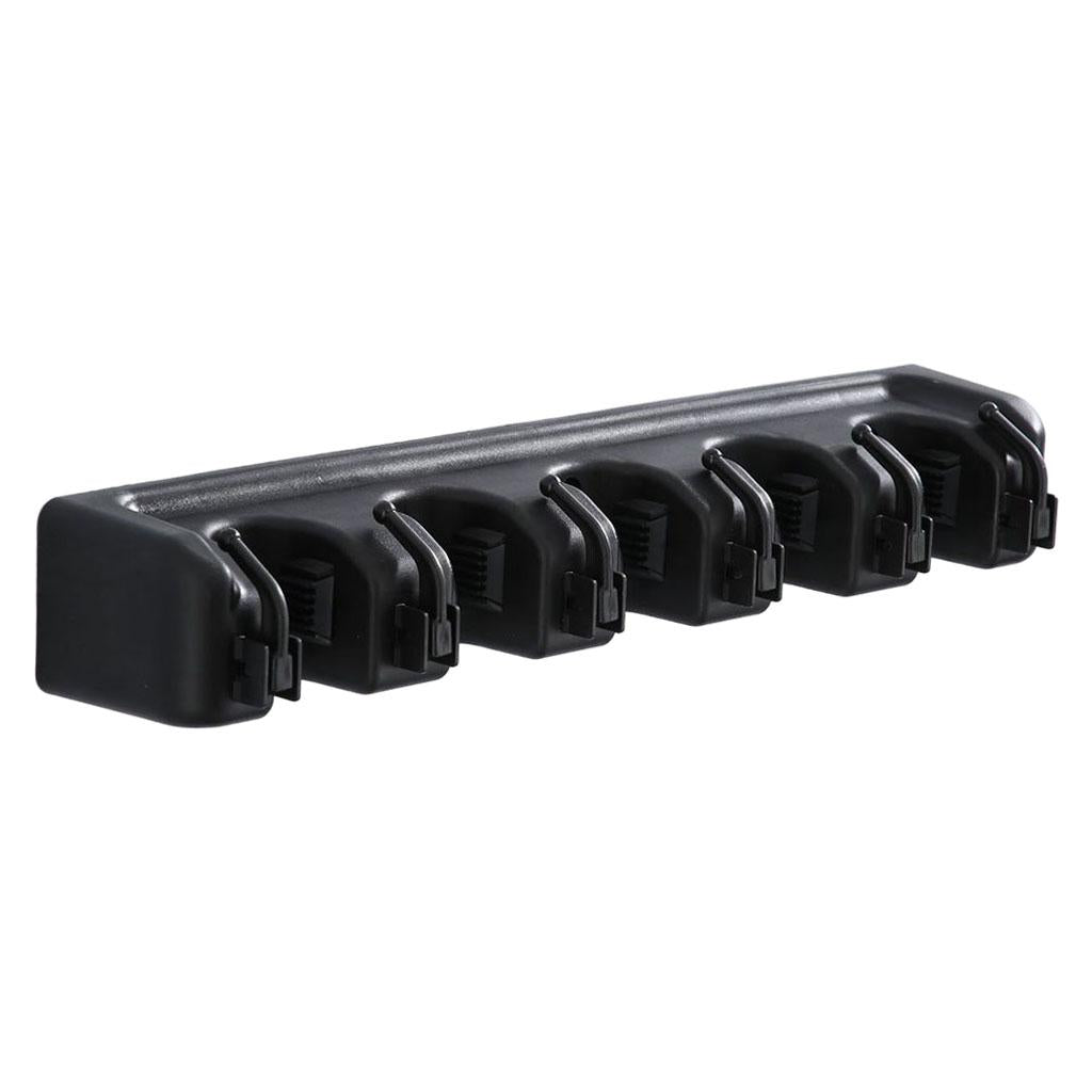 Plastic Mop Holder 5 Slots 6 Hooks Dusters Household Bathroom Accessories Black