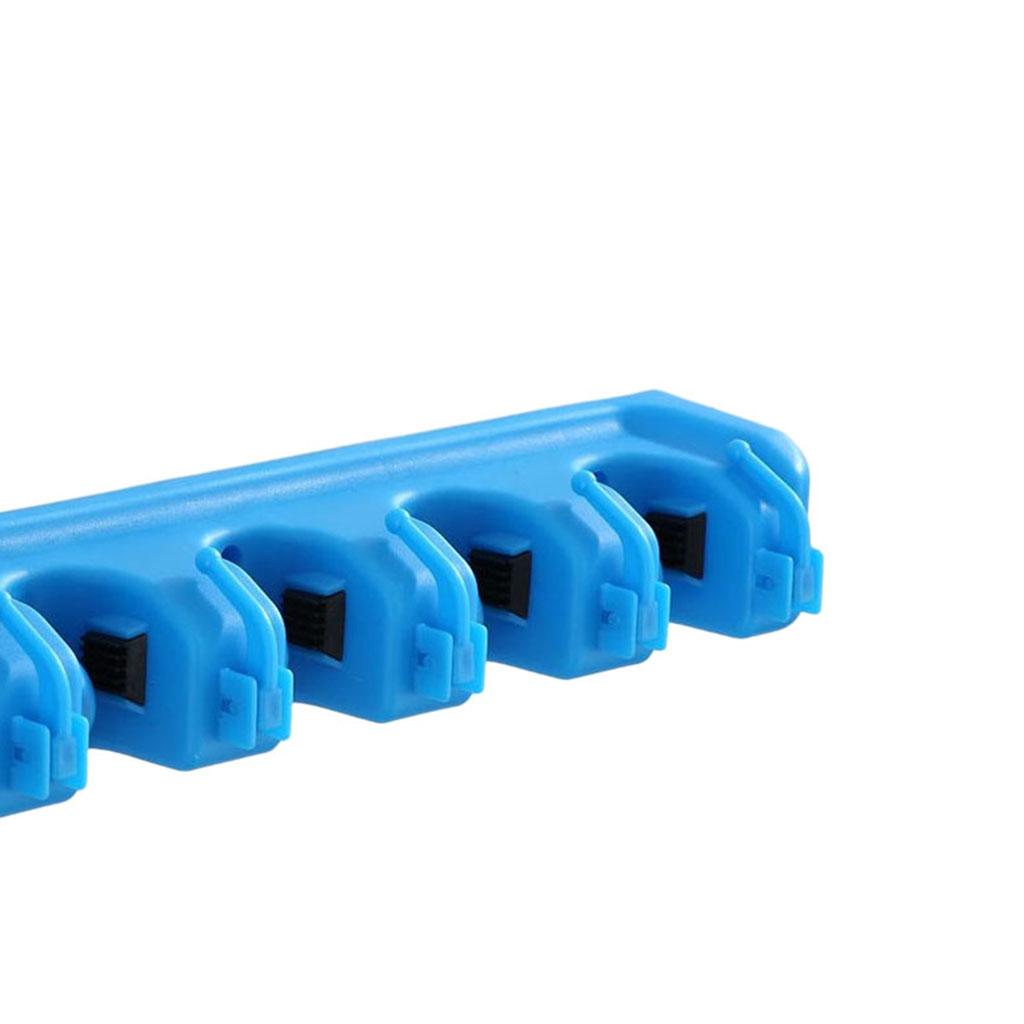 Plastic Mop Holder 5 Slots 6 Hooks Dusters Household Bathroom Accessories Blue