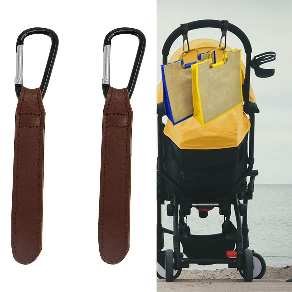 2 x Stroller Hooks Strap Hang Rotatable convenient for Buggy Mommy  brown