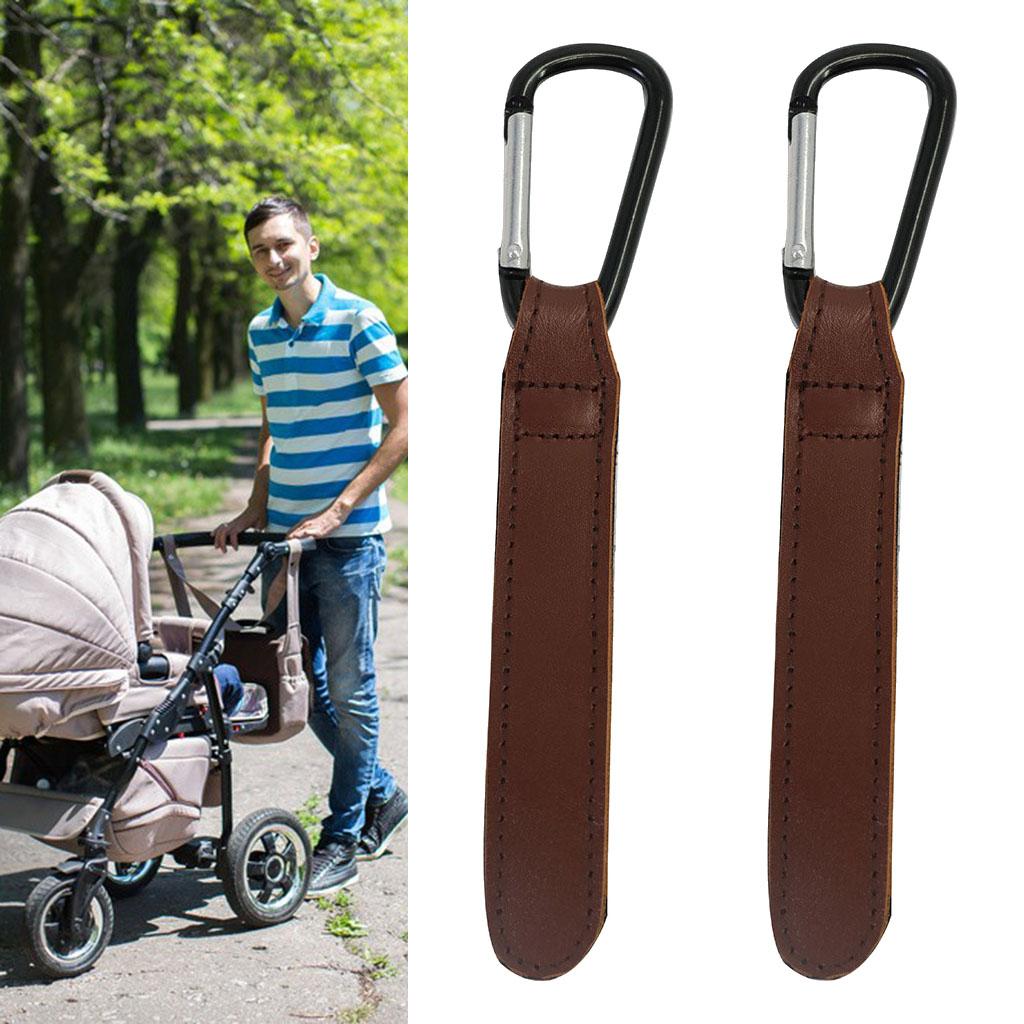 2 x Stroller Hooks Strap Hang Rotatable convenient for Buggy Mommy  brown