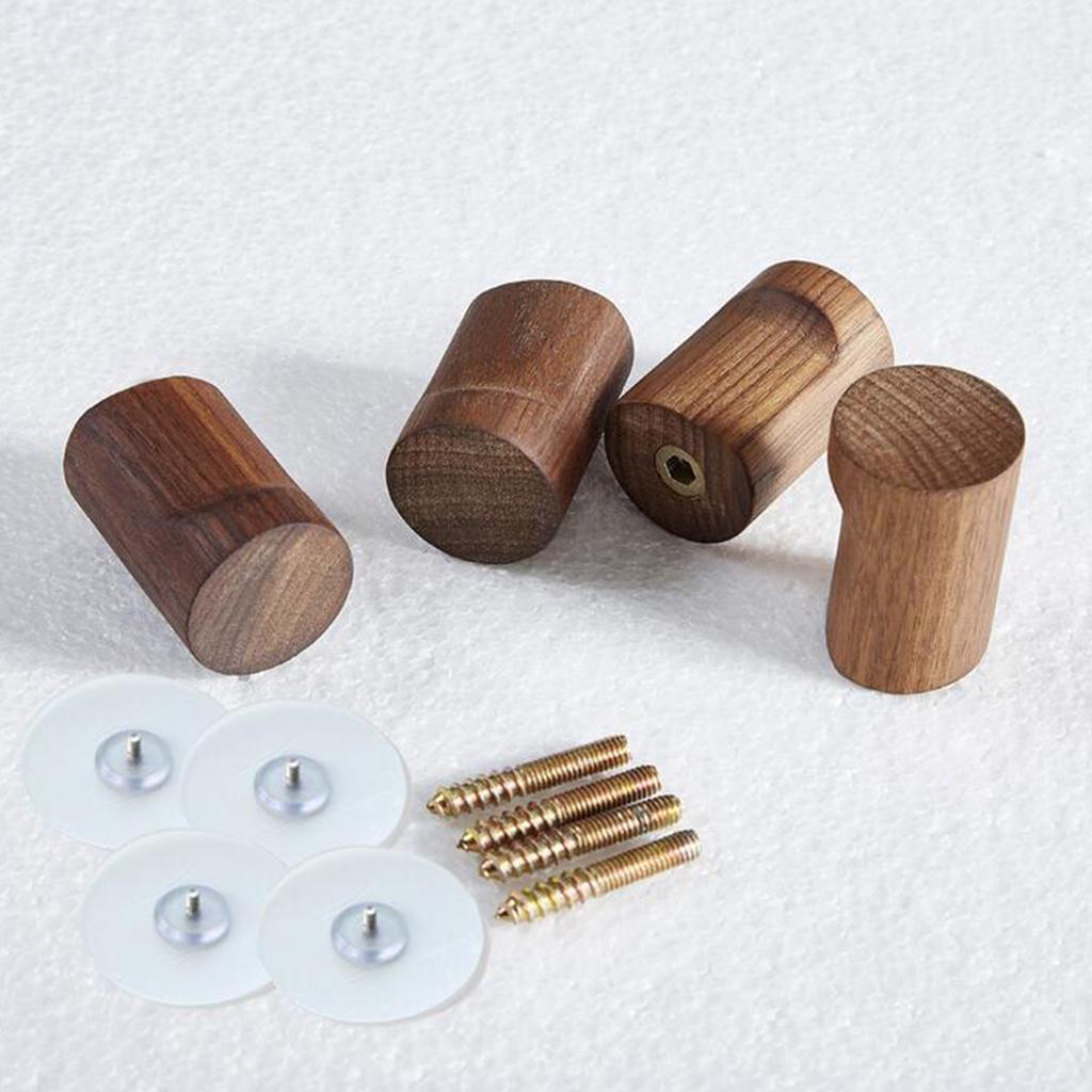 6 PCS Decorative Wall Hooks Kitchen Bathroom Door Wooden Hooks Dark Brown