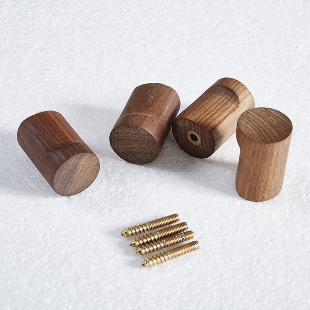 6 PCS Decorative Wall Hooks Kitchen Bathroom Door Wooden Hooks Dark Brown
