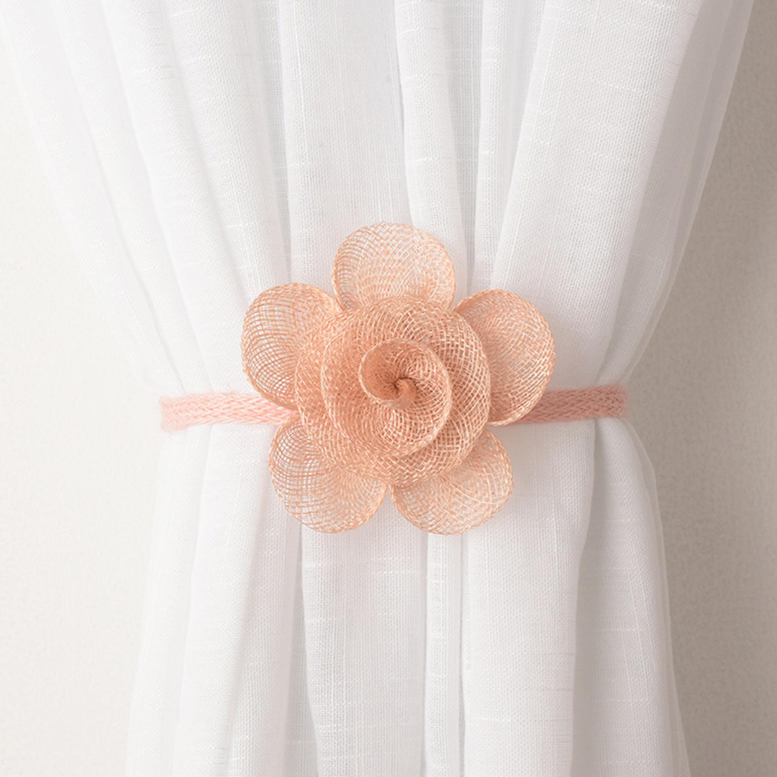 2 Pcs Household Rope Curtain Tiebacks Home Office Decoration for Living Room Lotus Starch