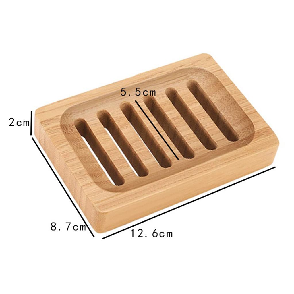 Bamboo Soap Dish Bar Wooden Clean Tray for Shower Kitchen Countertop