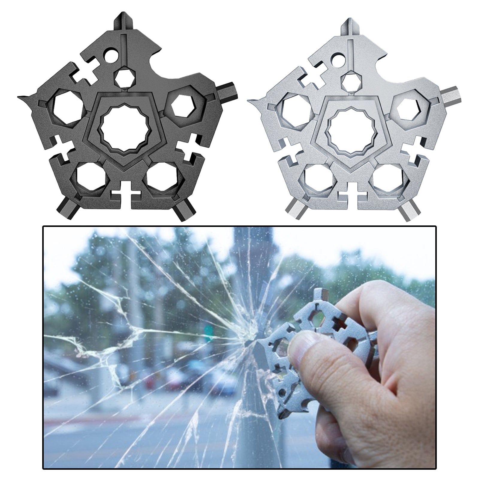 Multifunctional Wrench Repair Tools Snowflake for Camping Men Gift Black