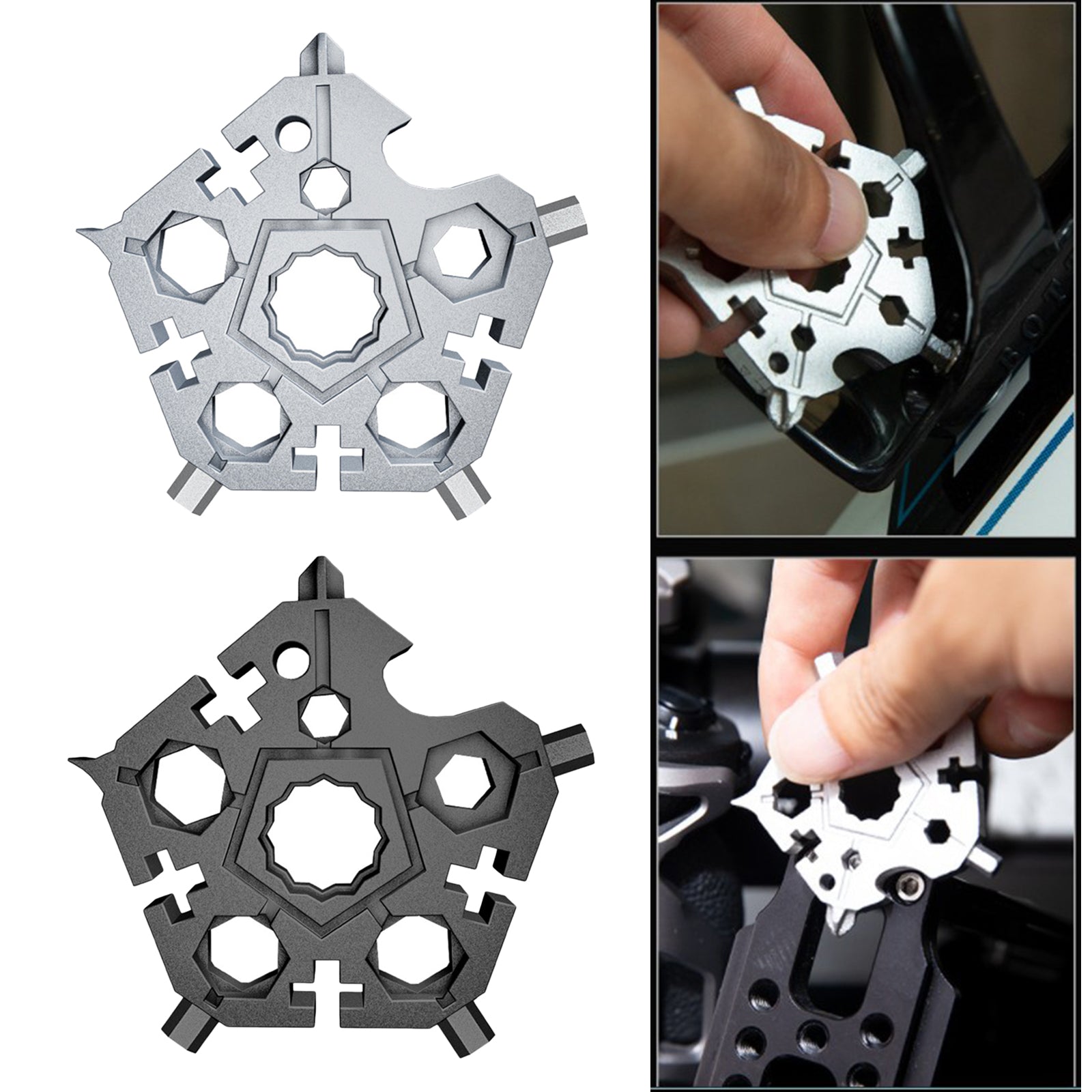 Multifunctional Wrench Repair Tools Snowflake for Camping Men Gift Black