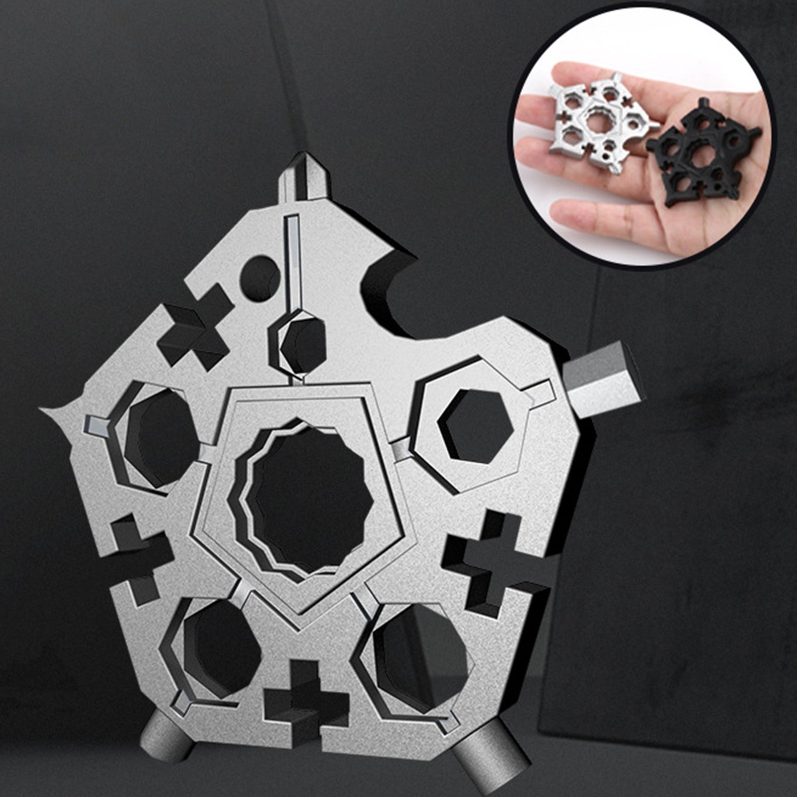 Multifunctional Wrench Repair Tools Snowflake for Camping Men Gift Silver