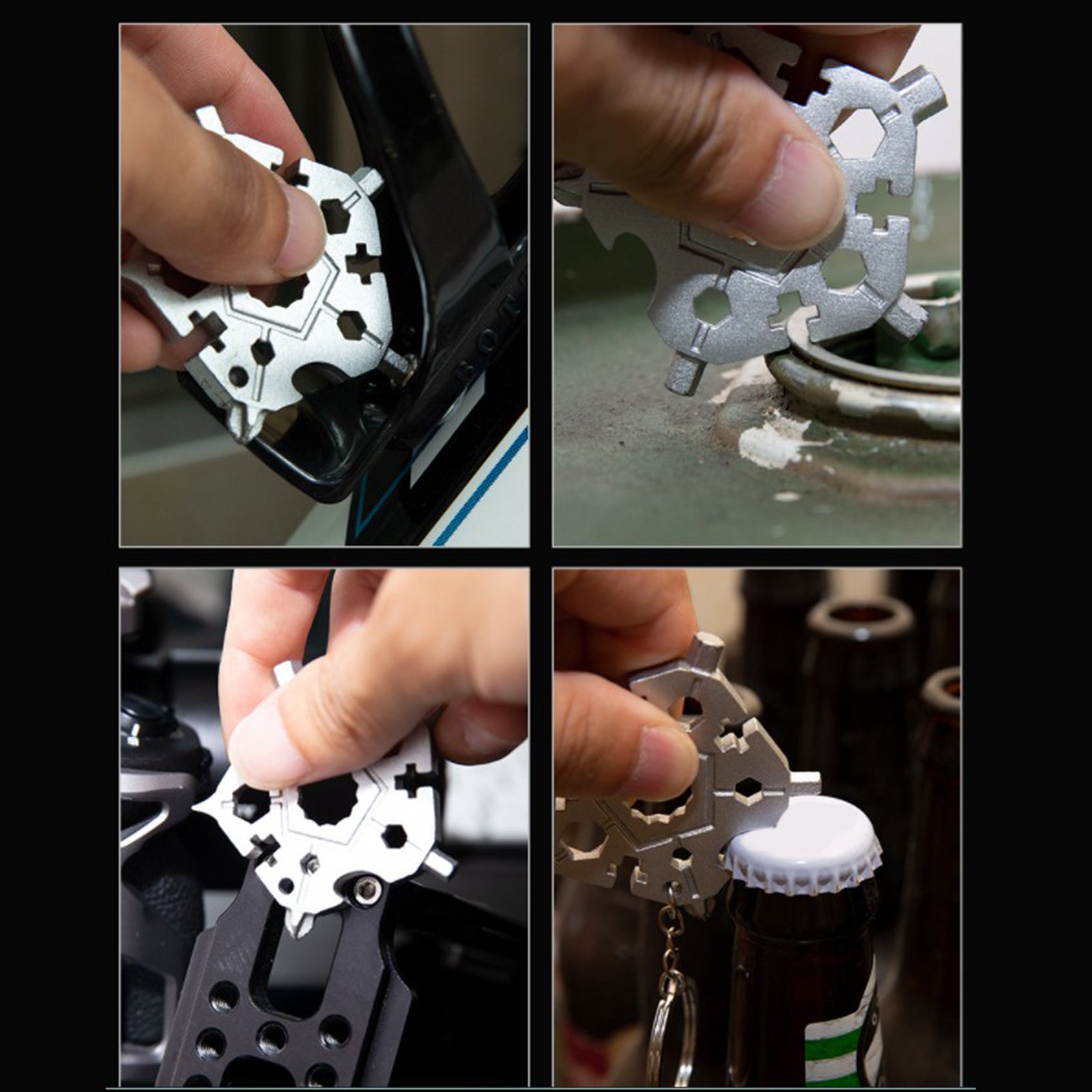 Multifunctional Wrench Repair Tools Snowflake for Camping Men Gift Silver
