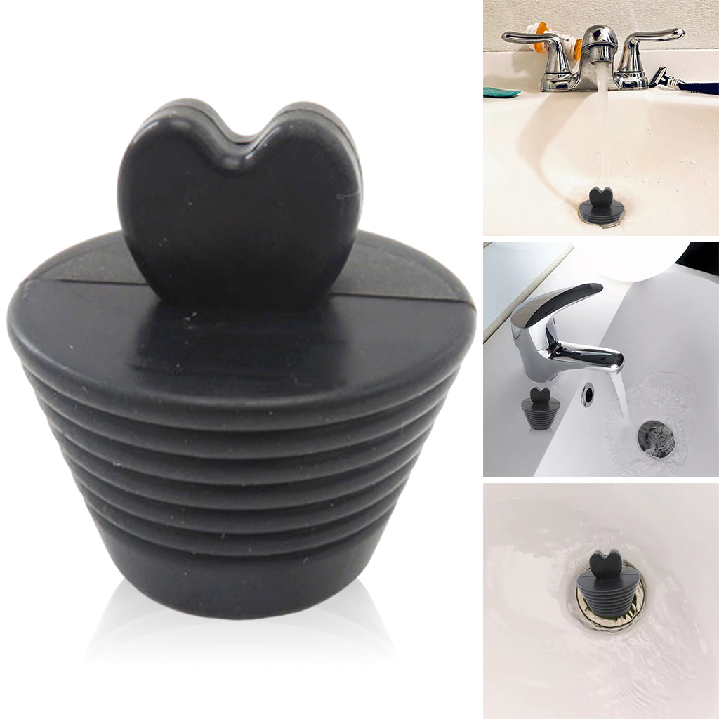 Silicone Bathtub Stopper Strainer Bathtub Plug Bath for Sink Bathroom Drains Black