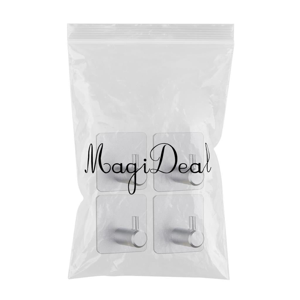 Matt Self-Adhesive Towel Hooks Punch Free Adhesive Hook Square for Bathrobe silver style 1